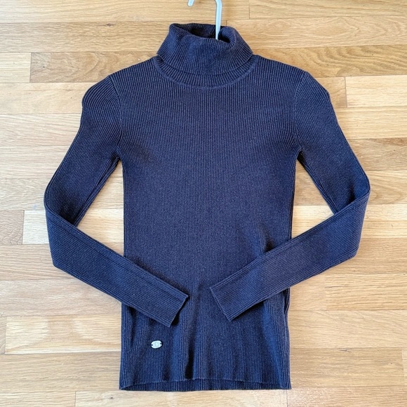 Lauren Ralph Lauren Brown Ribbed Turtleneck Sweater XS - Picture 6 of 7
